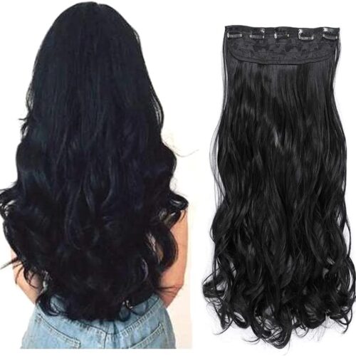 Five Clip Curly Hair Extensions 27 Inch Long (ফাইভ ক্লিপ হেয়ার এক্সটেনশন কোঁকড়া চুল ২৭ ইঞ্চি লম্বা)