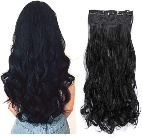 Five Clip Curly Hair Extensions 27 Inch Long (ফাইভ ক্লিপ হেয়ার এক্সটেনশন কোঁকড়া চুল ২৭ ইঞ্চি লম্বা)